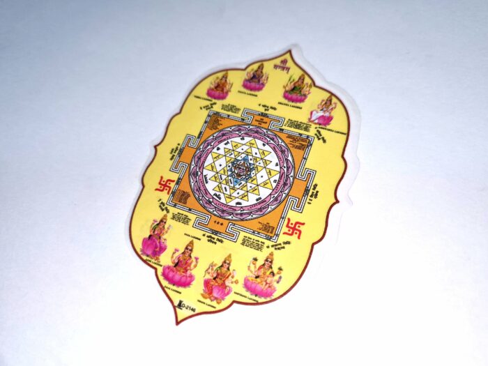 adesivo de Ashta Lakshmi Shri Yantra que presidem oito fontes de riqueza 8x6cm