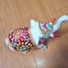 Elefante de metal esmaltado com técnica Cloisonné branco azul color 10cm II