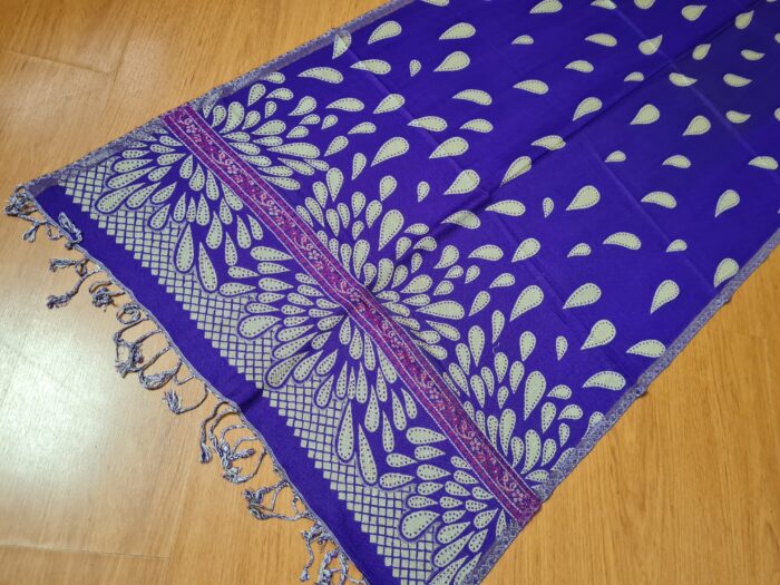 20231024_171448 Echarpe indiana algodão com viscose dupla face bege e roxo