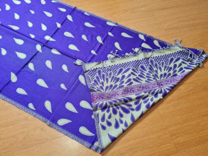 20231024_171507 Echarpe indiana algodão com viscose dupla face bege e roxo