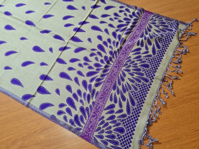 20231024_171522 Echarpe indiana algodão com viscose dupla face bege e roxo