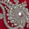 Sari indiano de seda luxuoso azul e dourado bordado