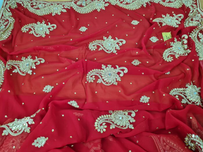 Sari indiano de seda luxuoso azul e dourado bordado