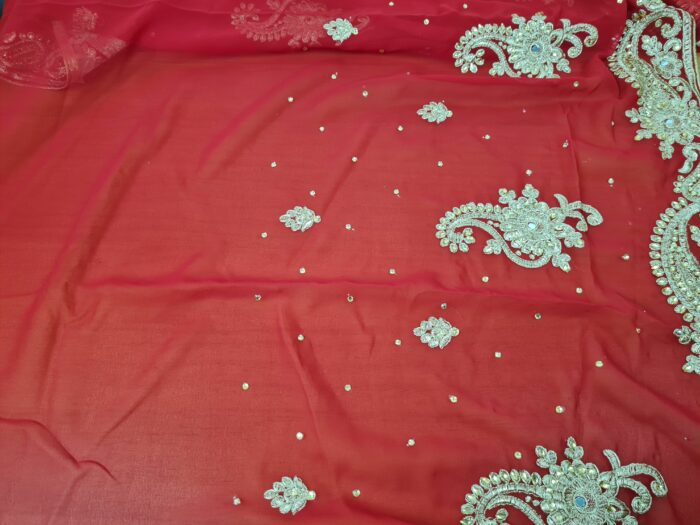 Sari indiano de seda luxuoso azul e dourado bordado