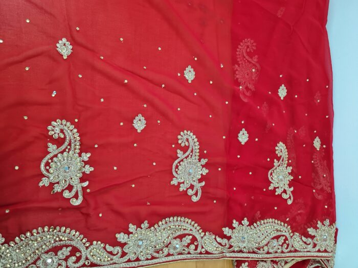 Sari indiano de seda luxuoso azul e dourado bordado