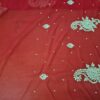 Sari indiano de seda luxuoso azul e dourado bordado