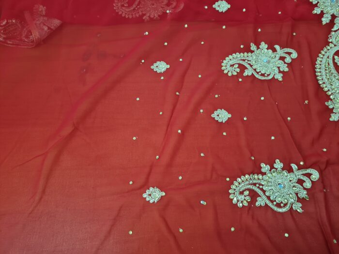 Sari indiano de seda luxuoso azul e dourado bordado