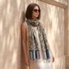 Echarpe indiana estampa paisley de viscose marrom e coloridos