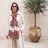 Pashimina indiana de cashmere estampa paisleys de creme e vinho