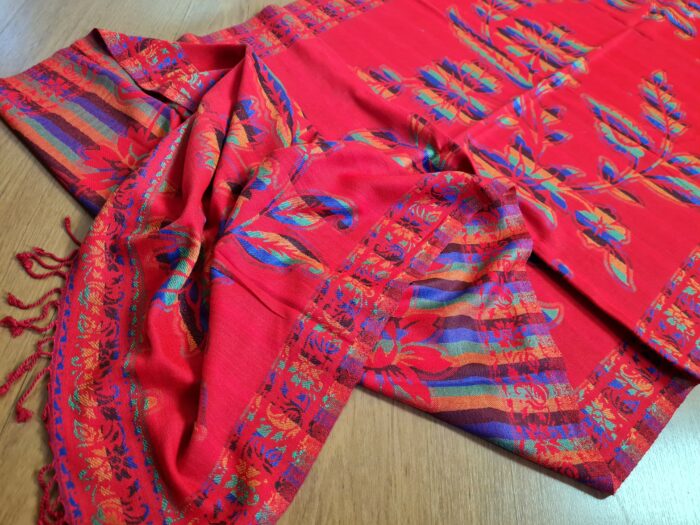 Echarpe indiana algodão com viscose dupla face vermelho