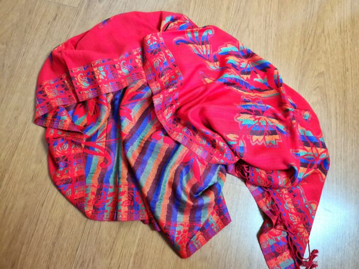 Echarpe indiana algodão com viscose dupla face vermelho