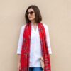Echarpe indiana algodão com viscose dupla face vermelho