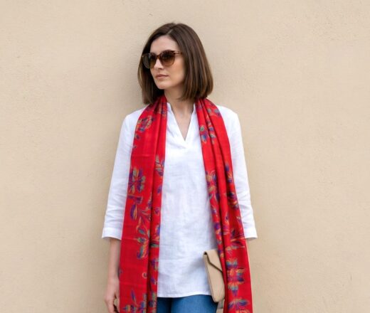 Echarpe indiana algodão com viscose dupla face vermelho