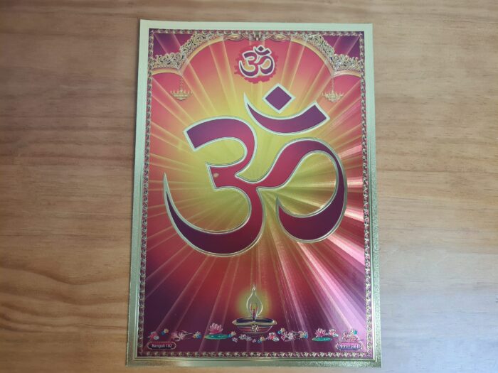 lâmina dourada indiana dourada com símbolo do Om (aum), para decorar
