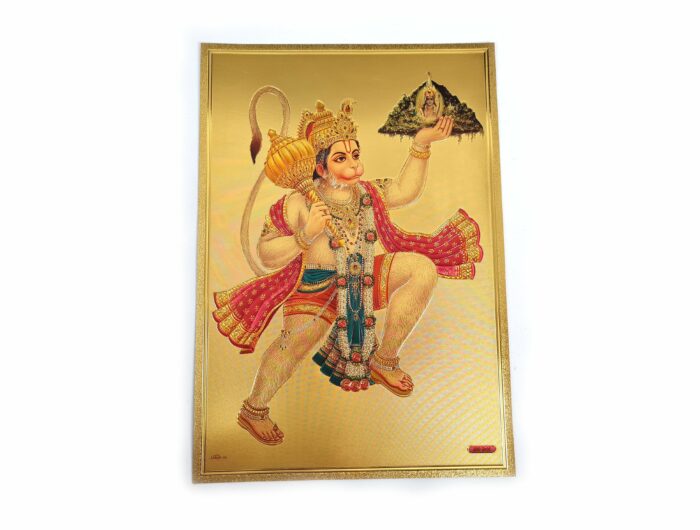 Folha laminada dourada para enquadrar e pendurar Hanuman (30 x 21 cm)