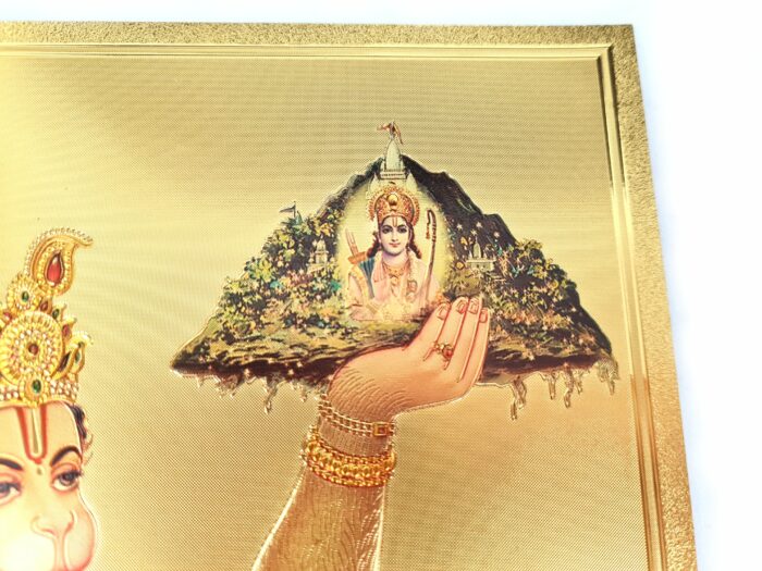 Folha laminada dourada para enquadrar e pendurar Hanuman (30 x 21 cm)