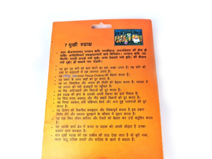 Pingente de Rudraksha de 7 faces (Mukhi) com certificado