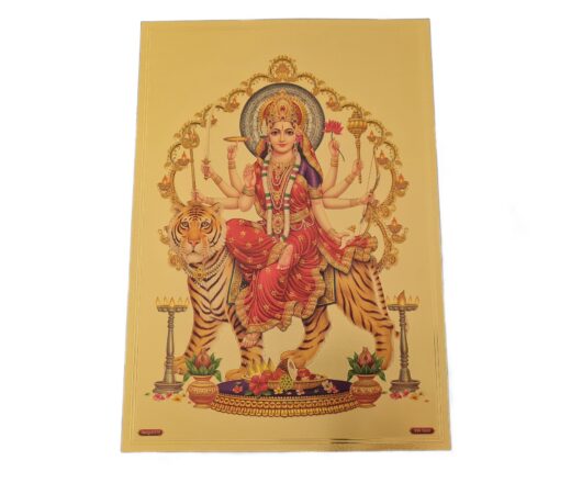 Folha laminada dourada para decorar Deusa Durga II 30 x 21cm