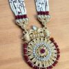Conjunto completo de semi joia clássica indiana com pérolas e pedras vinho