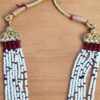Conjunto completo de semi joia clássica indiana com pérolas e pedras vinho