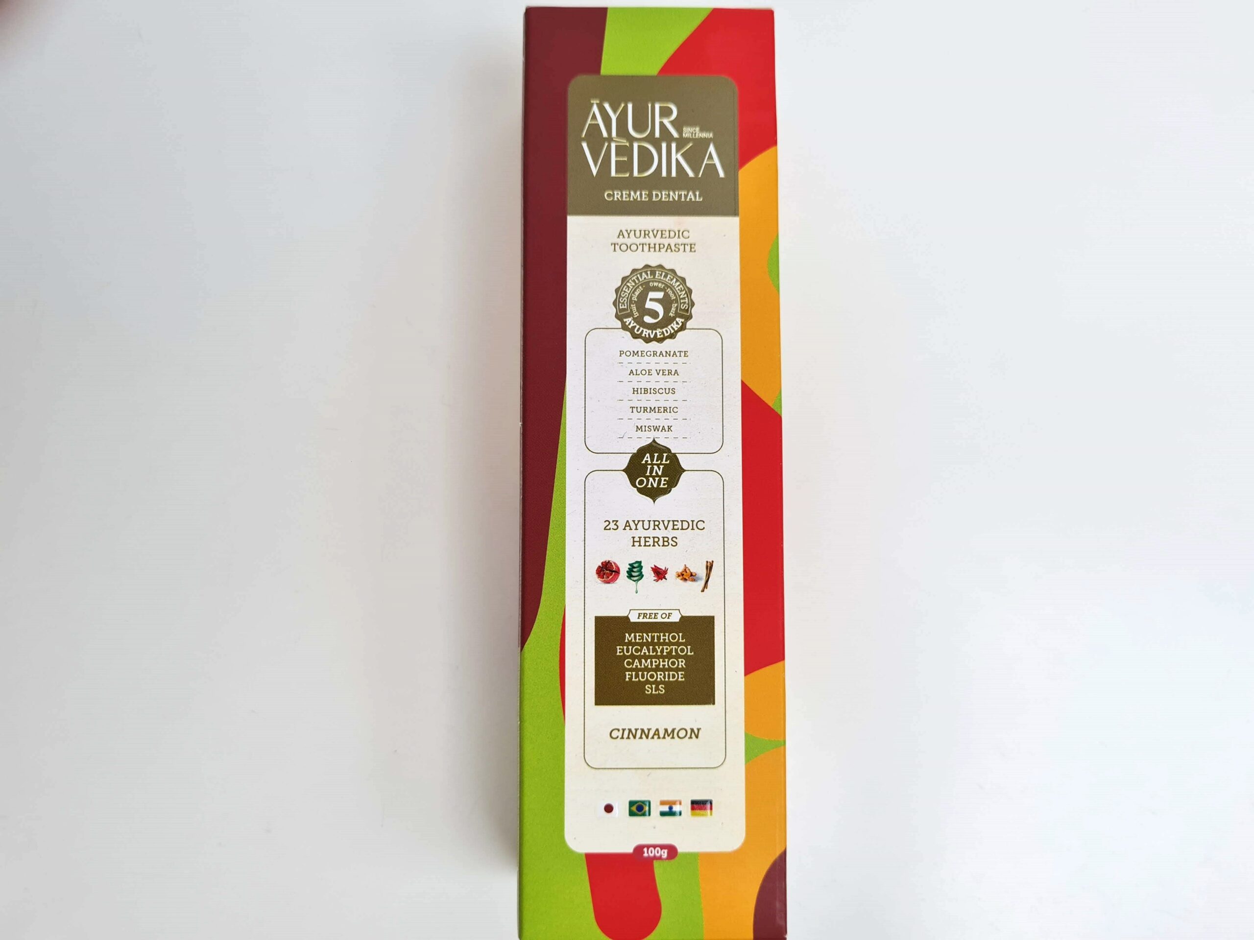Creme Dental AYURVÈDIKA sabor Cinnamon sem flúor 100g