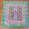 Capa de almofada indiana patchwork toda bordada rosa e azul clarinhos com coloridos