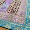 Capa de almofada indiana patchwork toda bordada verde rosa e color