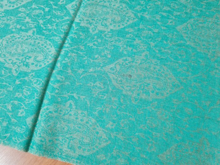 20240310_163251 Pashimina indiana de cashmere estampa paisleys verde turquesa