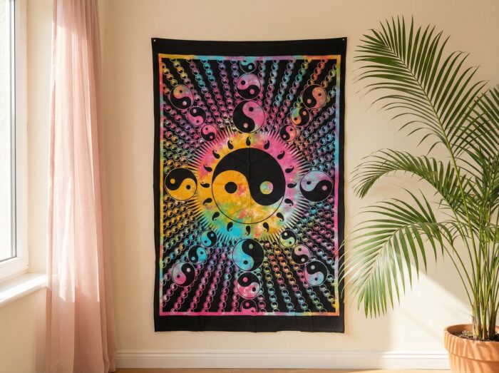 Painel de tecido Yin Yang colorido 110cm