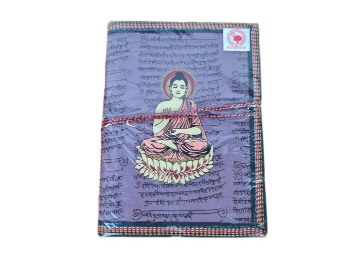 Caderno indiano artesanal estampa de Buda 20x15cm lilás
