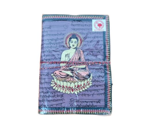 Caderno indiano artesanal estampa de Buda 18x13cm lilás