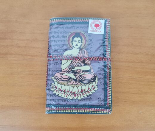 Caderno indiano artesanal estampa de Buda 15x10cm lilás