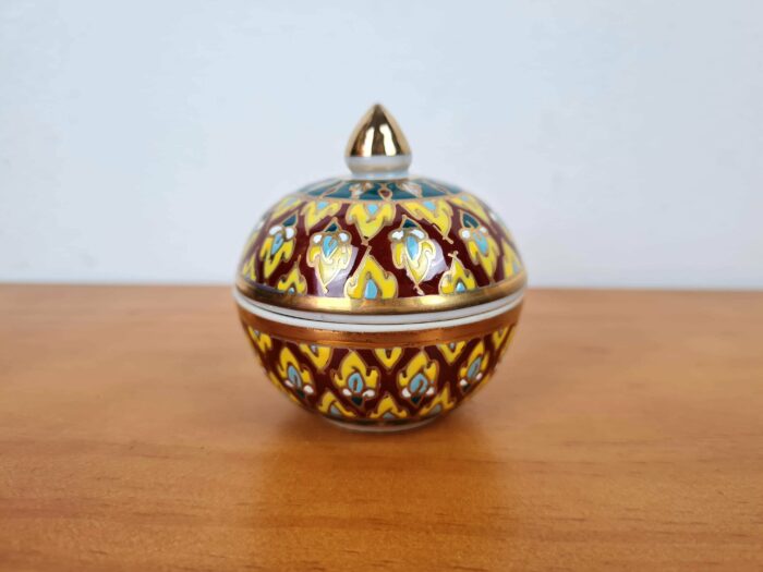 Mini porta joias Tailandês de porcelana pintado a mão