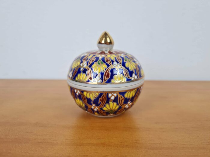 Mini porta joias Tailandês de porcelana pintado a mão