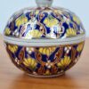 Mini porta joias Tailandês de porcelana pintado a mão azul vinho e amarelo