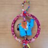 Móbile de elefante artesanal colorido com guizos elefantinho azul claro