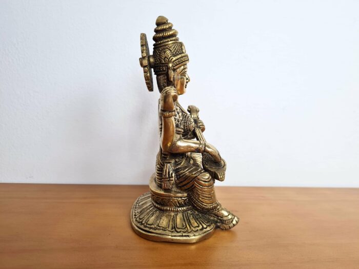 Estátua da Deusa Saraswati em metal brass 16cm