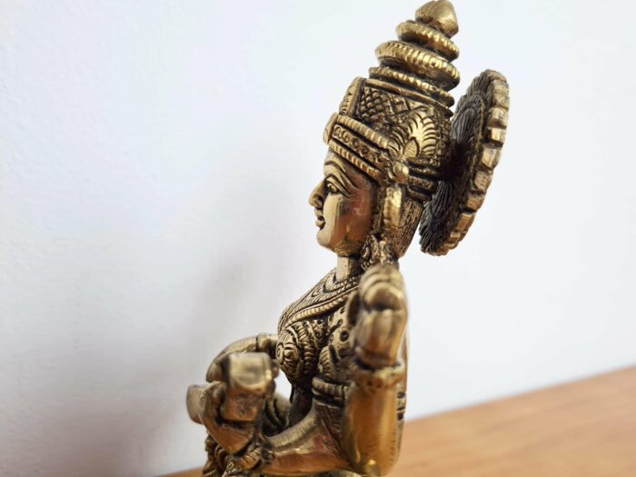 Estátua da Deusa Saraswati em metal brass 16cm