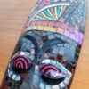 Máscara Tribal em Madeira feito a mão colorida 30cm