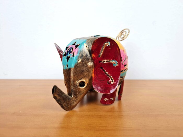 20240423_161933 Elefante decorativo de latão pintado a mão 10cm vinho e color