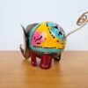 20240423_161938 Elefante decorativo de latão pintado a mão 10cm vinho e color
