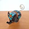 20240423_162030 Elefante decorativo de latão pintado a mão 10cm turquesa e laranja