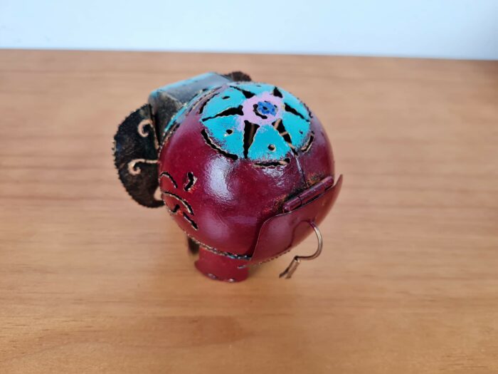 Elefante decorativo e luminária de latão pintado a mão 12cm vinho