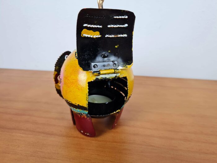 Elefante decorativo e luminária de latão pintado a mão 13cm amarelo
