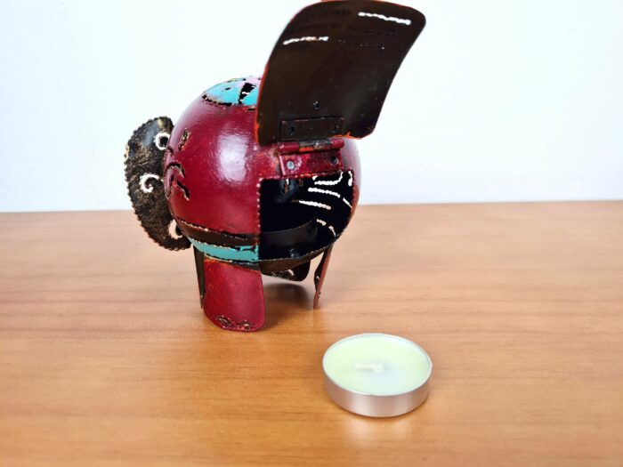 Elefante decorativo e luminária de latão pintado a mão 12cm vinho