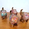Elefante decorativo de madeira maciça pintados a mão