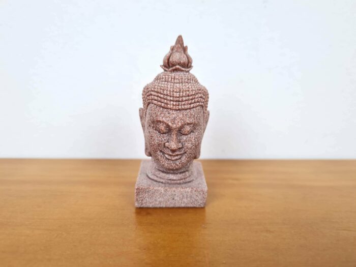 Estátua cabeça de Buda de pedra rosé 7cm