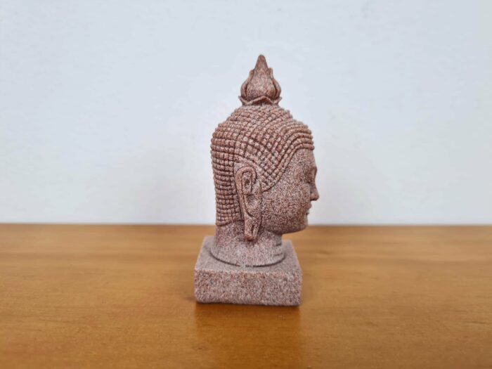 Estátua cabeça de Buda de pedra rosé 7cm