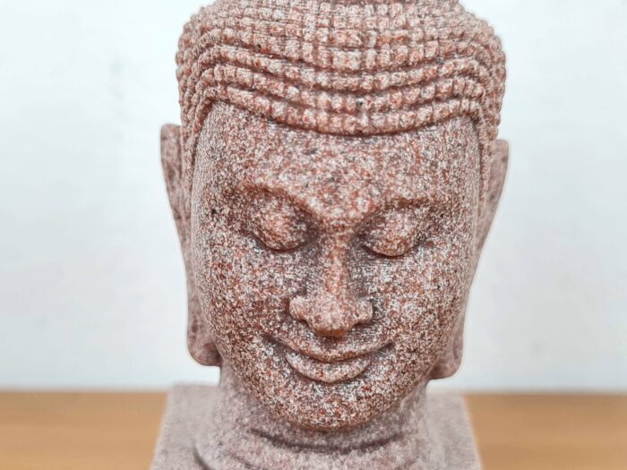 Estátua cabeça de Buda de pedra rosé 7cm