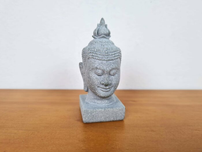 Estátua cabeça de Buda de pedra cinza 7cm